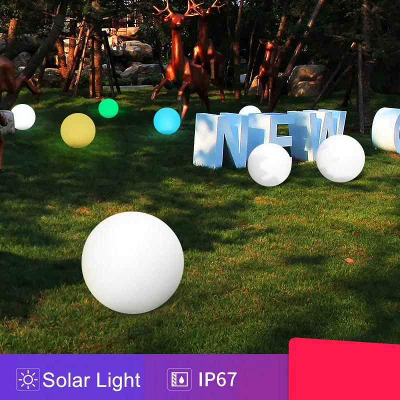 للبيع كرة شمسية ضوء RGB الملونة LED كرة طافية مضيئة السباحة مصباح حوض كروي في الهواء الطلق مصباح حديقة مع التحكم عن بعد