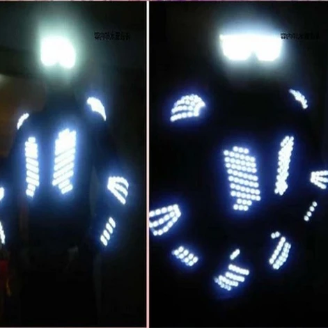 Новинка 2017 мужской светильник куртки перчатки очки модный Ds костюм Led наряд