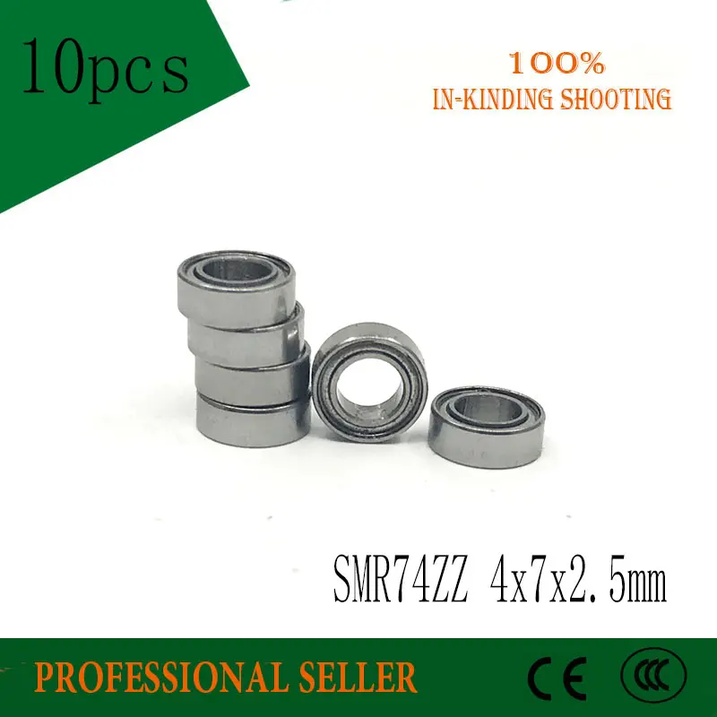 Free Shipping 10 PCS SMR74ZZ 4*7*2.5mm Bearings SMR74 ZZ 4x7x2.5 mm Stainless Steel Ball Bearings DDL-740ZZ
