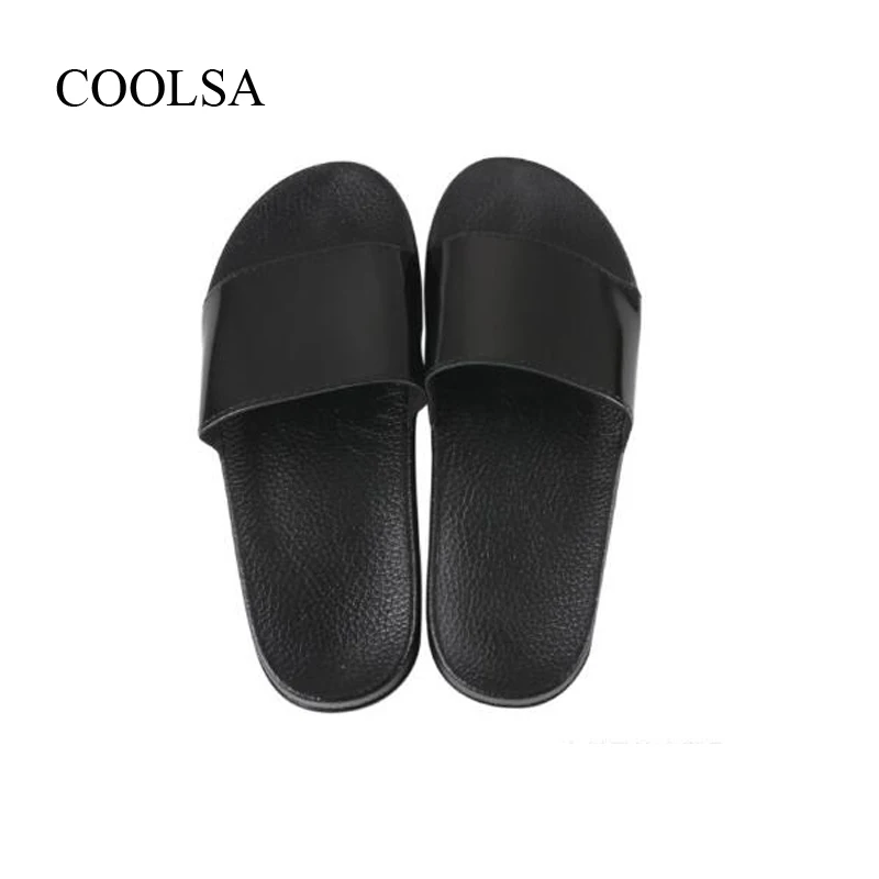 COOLSA/женские блестящие тапочки; летние модные вьетнамки из синтетической кожи; домашние Нескользящие Тапочки для ванной; шлепанцы на толстой подошве