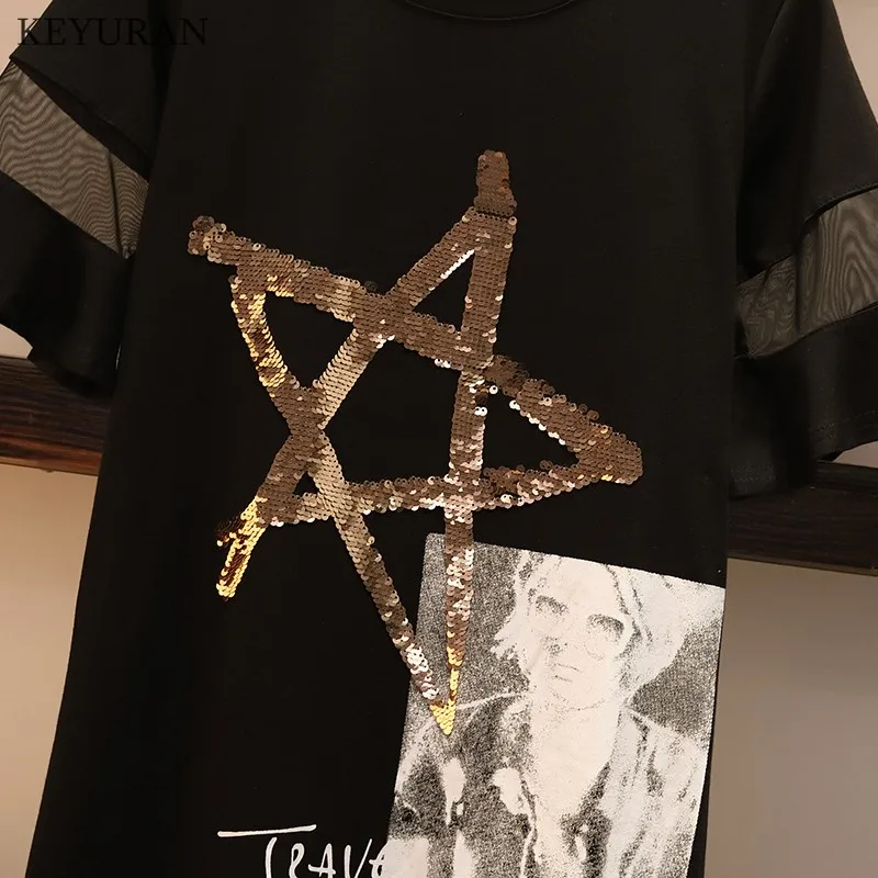 XL 5XL плюс размер платье с оборками Женская одежда лето 2019 звезда блесток вышивка