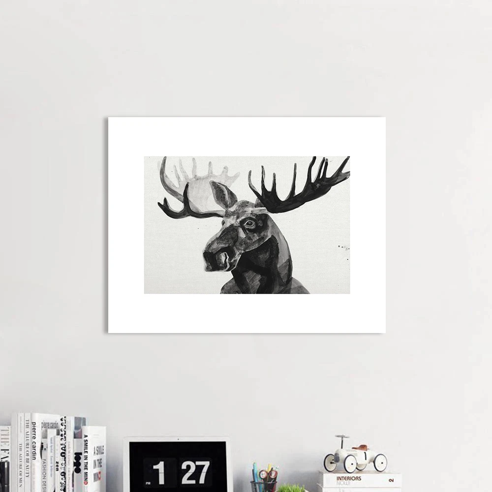 HDARTISAN картина на стену с животными холст принт Moose черный белый домашний декор