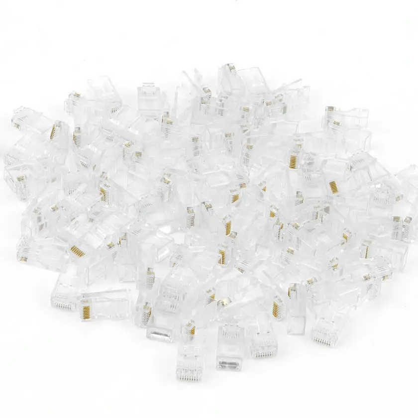 Фирменная новинка 100 шт. кристалл голову RJ45 CAT5 CAT5E модульный разъем позолоченный