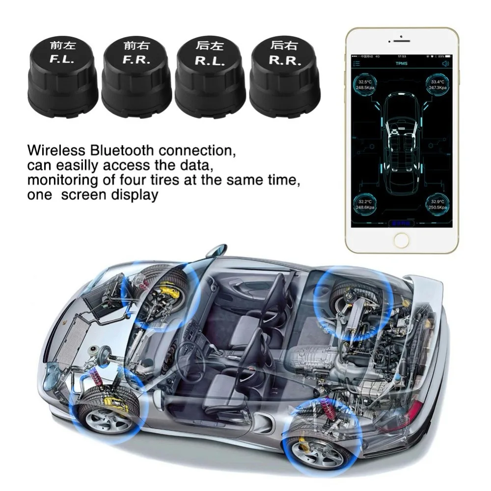 4 шт. беспроводной Bluetooth шин давление мониторинга системы Intelligent Pure BLE TPMS BT 0