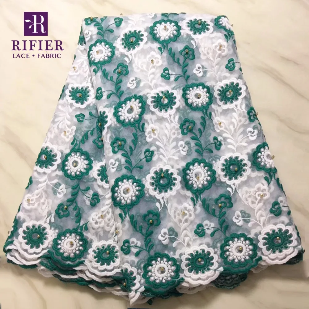 

Embroidered Guipure African Lace Fabric 2019 High Quality Dry Lace Swiss Voile Beaded Mesh Milk Silk Lace Style Wedding Material