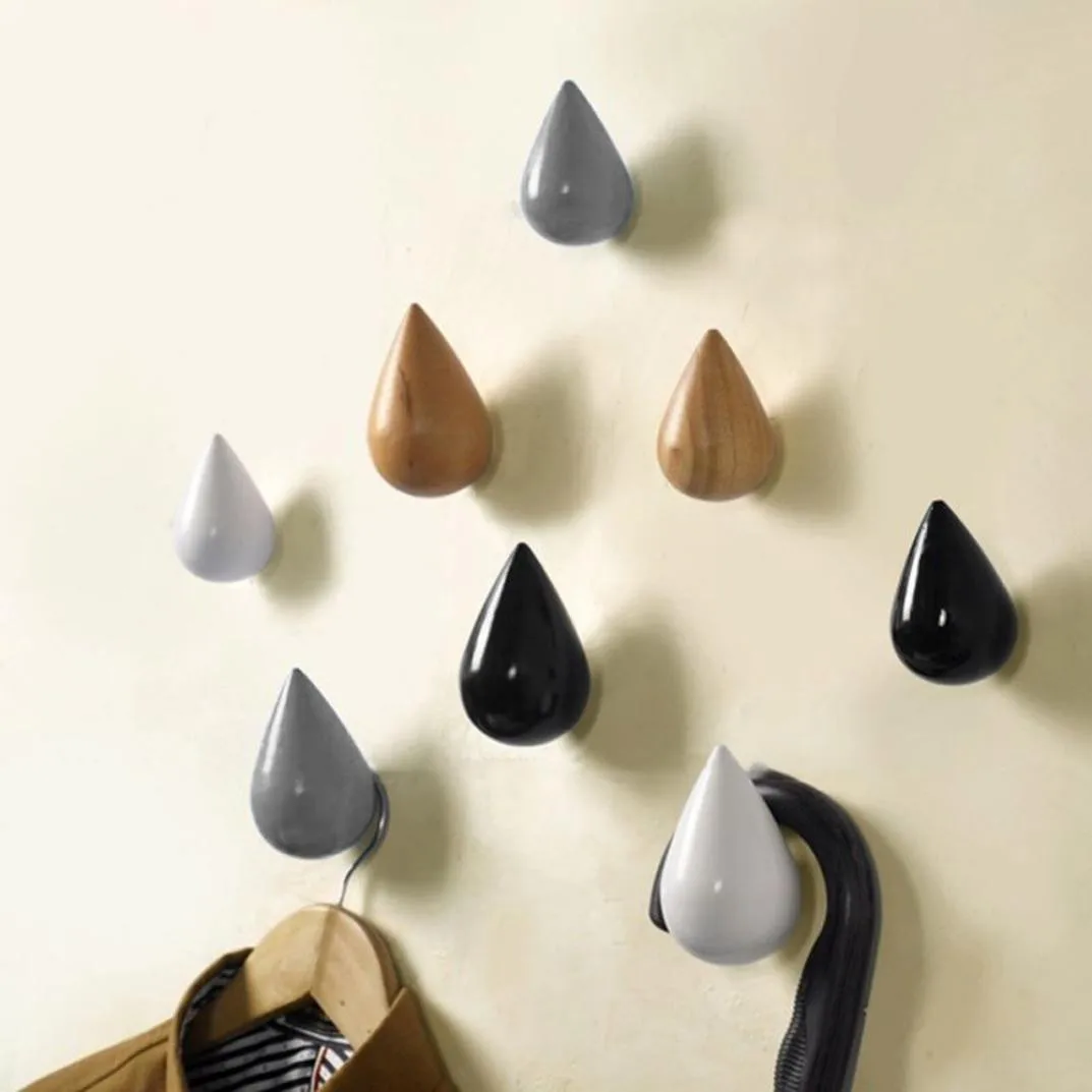 Creative Kitchen bathroom room hook 1 Pcs Wood Wall Hanger Chic Water Drop Bathroom Door Coat Hat Single Hook Holde