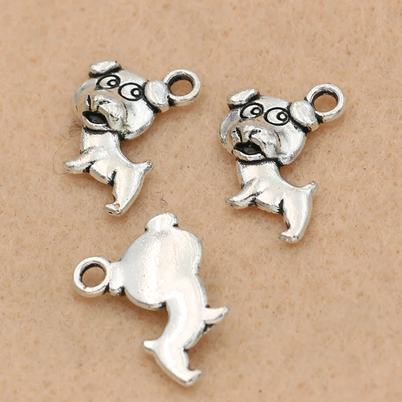 JAKONGO Antique Silver Plated Dog Charms Pendants for Jewelry Making Bracelet Findings Accessories DIY 16x12mm | Украшения и