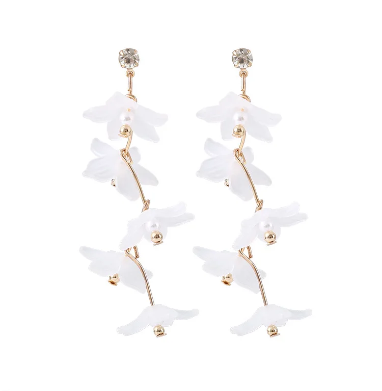 Korean Style Temperament Arcylic Petals Drops Earrings Elegant Flower Tassel Long for Women Jewelry Brincos Gifts | Украшения и