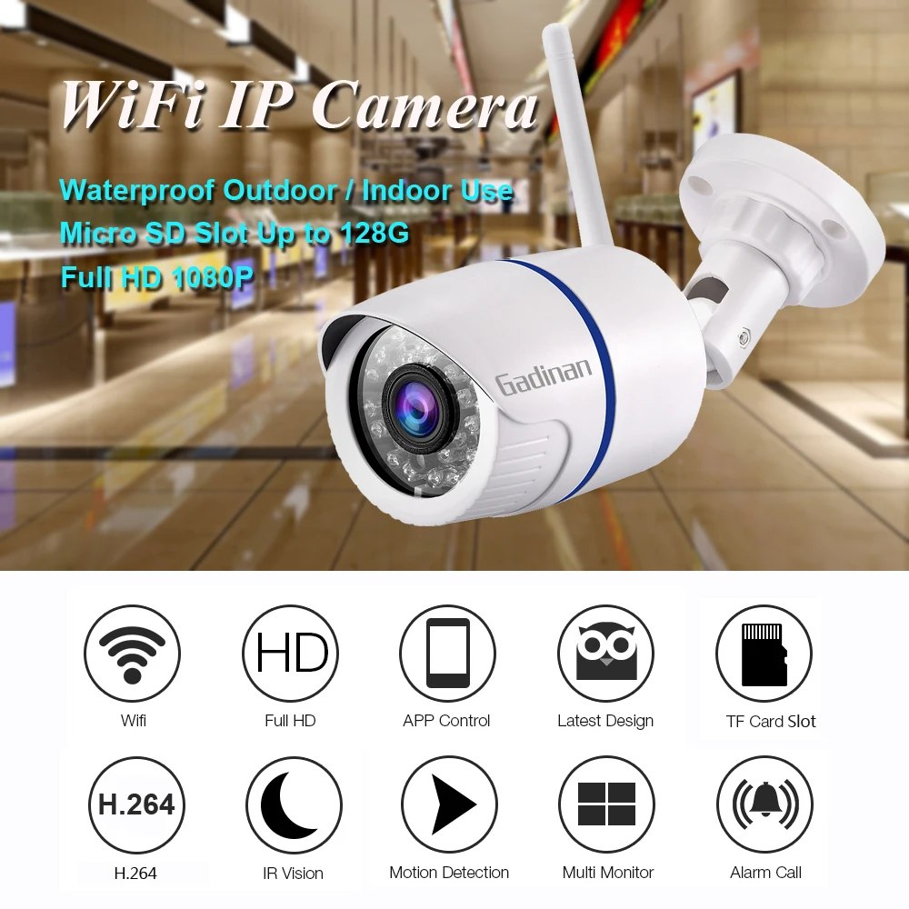 GADINAN Yoosee, 720 P, 1080 P, 128 МП, wifi, IP камера, пуля, сетевая, беспроводная, Onvif, ночное видение, обнаружение движения, слот для sd-карты, Макс. G