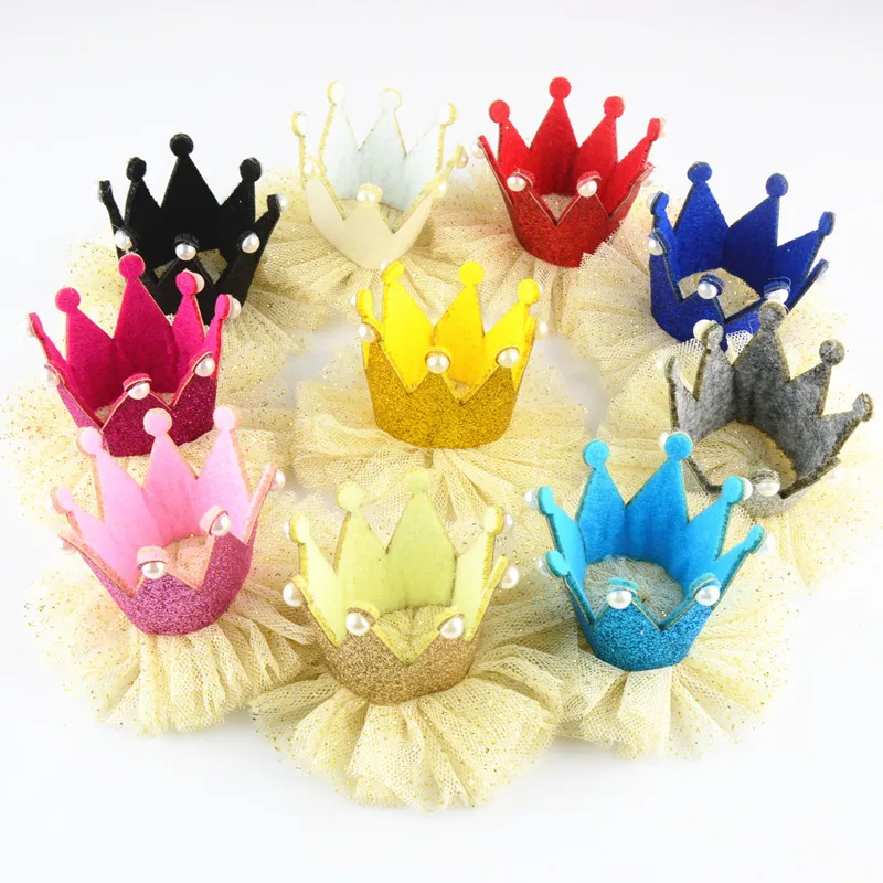 10pcs/lot  10colors Manual Crown Flowers Headgear Shoes Flower Decoration Materials DIY Hair Accessories Without Clip