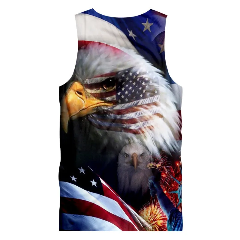 OGKB летние крутые майки для женщин/мужчин с 3D принтом Американский Флаг Орел майка
