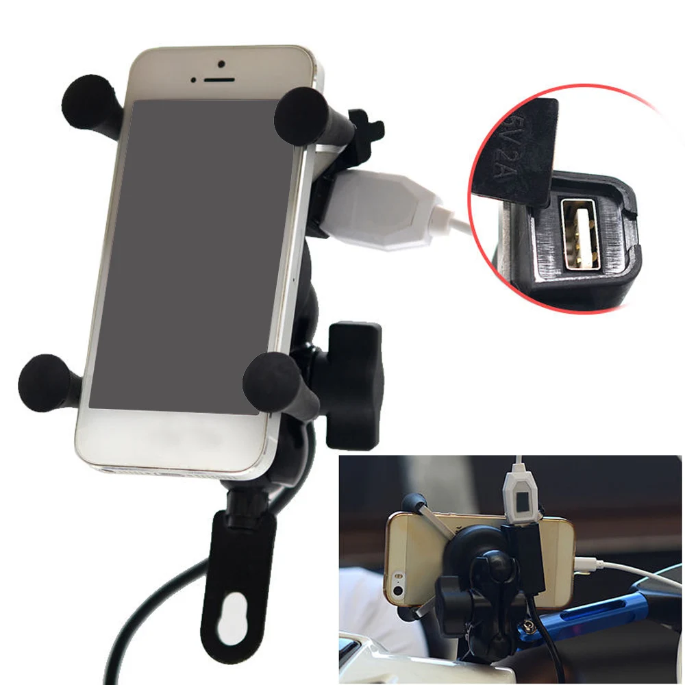 2 в 1 вращение на 360 Градусов Крепление для телефона мотоцикла держатель USB