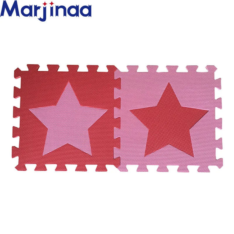Five pointed star EVA Новые 10 шт паззл пол тренажерный зал мягкие детские красные розовые поролоновые коврики упражнения тренажерный зал головоломка мягкая плитка пол детская игровая комната 30 см - Цвет: Five pointed star