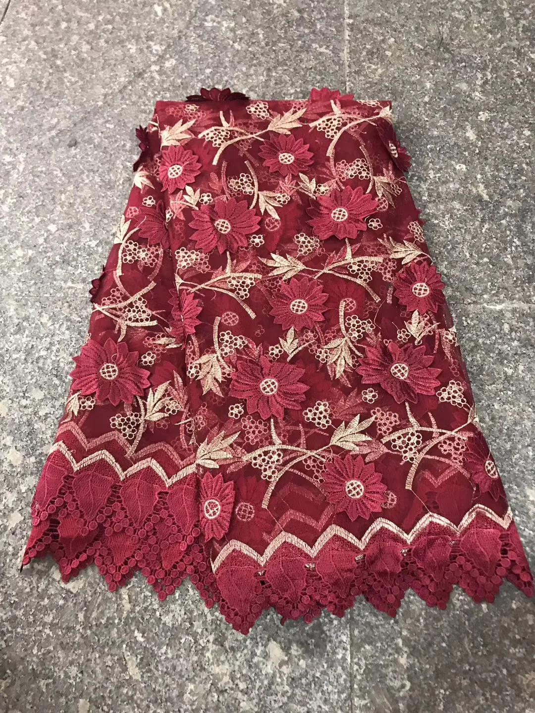 pink nigerian lace fabrics with 3d flower applique 5yard free shipping fabric beads top quality french | Дом и сад