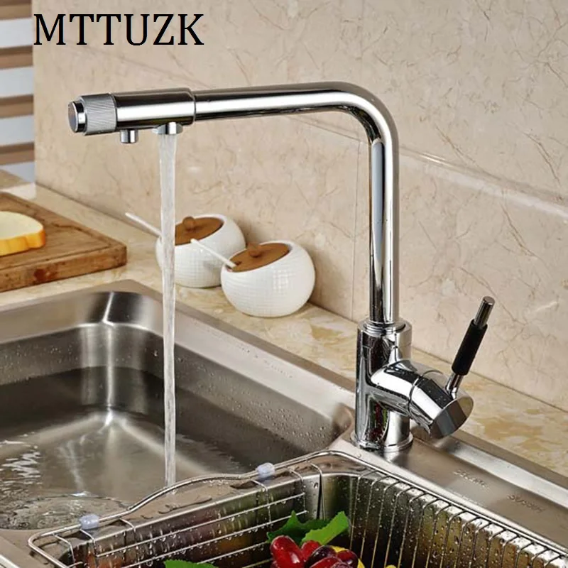 MTTUZK Современный полированный хромированный латунный кухонный кран двойной Handel