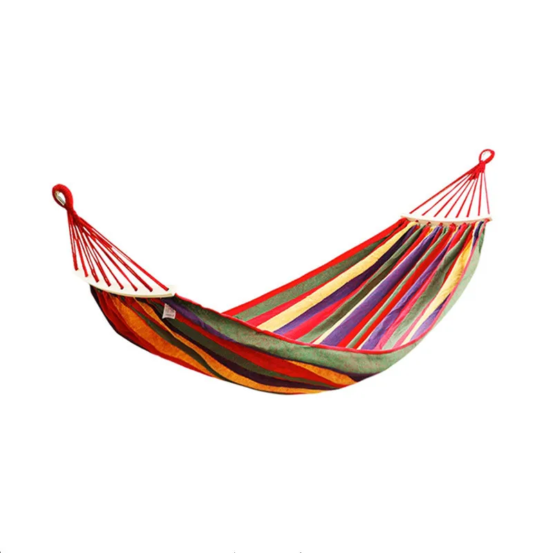 

260*80cm 1 People Outdoor Canvas Camping Hammock Bend Wood Stick steady Hamak Garden Swing Hanging Chair Hangmat Blue Red 030