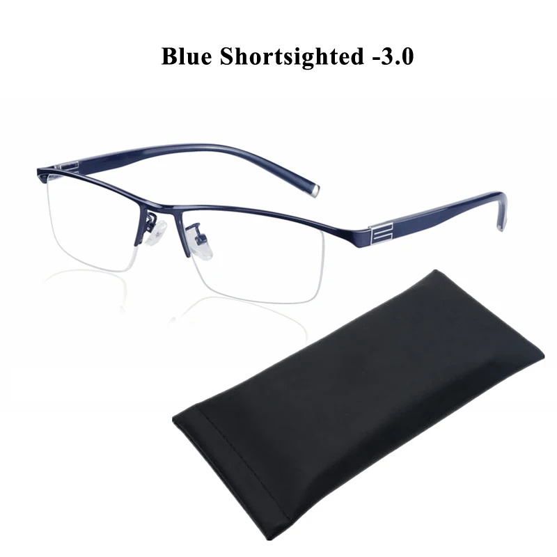 Zilead полуоправа Металлические солнцезащитные фотохромные готовые очки для близорукости мужские бизнес близорукие очки УФ близорукие очки - Цвет оправы: blue myopia 3.0