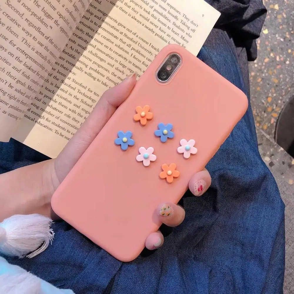 Casyva Candy color 3D flowers Phone Case For iPhoneX XS MAX XR 6 6S 7 8 PLUS Colorful TPU Soft |