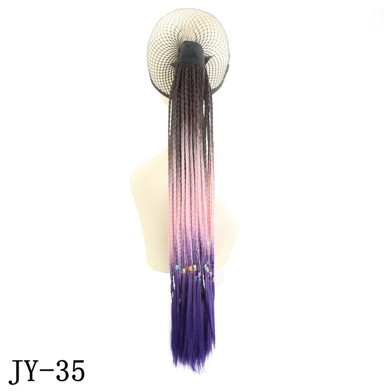 JOY& BEAUTY, Длинные прямые косички, конские хвосты, накладные волосы, 24 дюйма, черный, золотой, коричневый, 29 цветов, на заколках, синтетический конский хвост, искусственные волосы - Цвет: JY-35