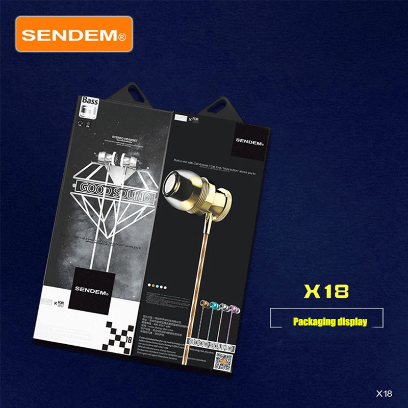 Sendem x18 спортивные стерео металлические наушники Водонепроницаемый Hands Free с micphone