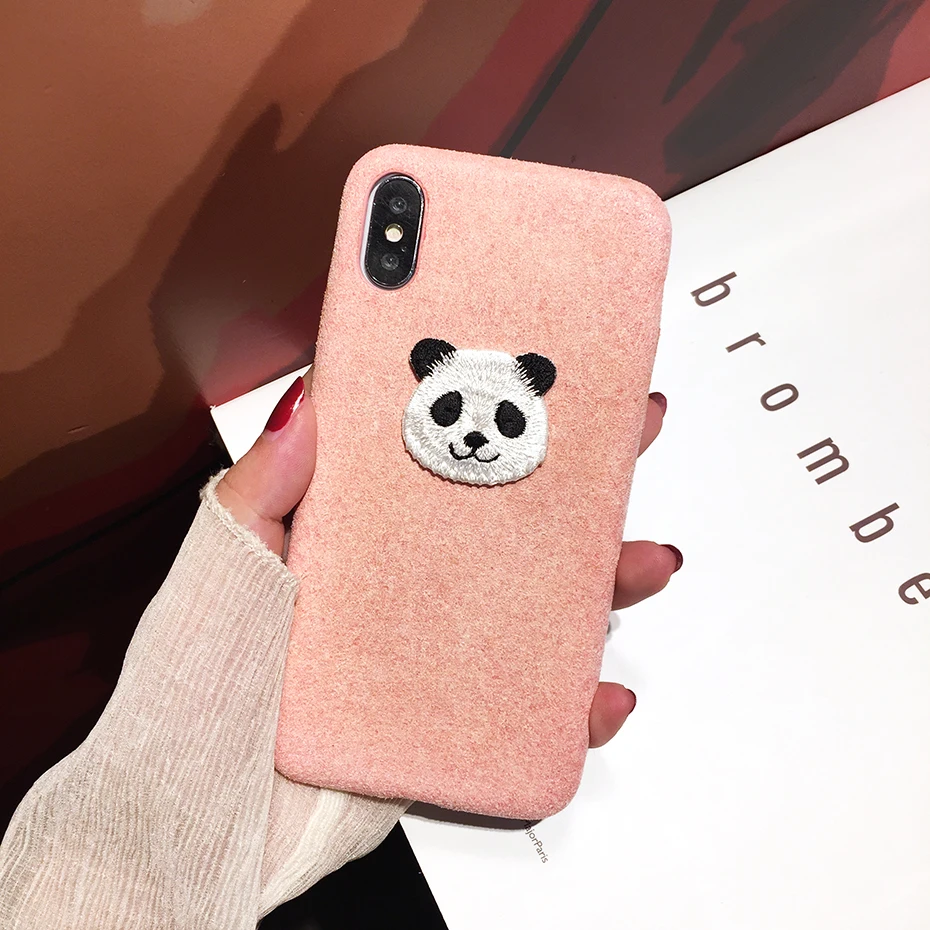 Qianliyao милый 3D вышитый панда чехол для телефона для iPhone 6 6S 8 7 Plus 11 Pro Max чехол для iPhone X XS Max XR мягкая задняя крышка