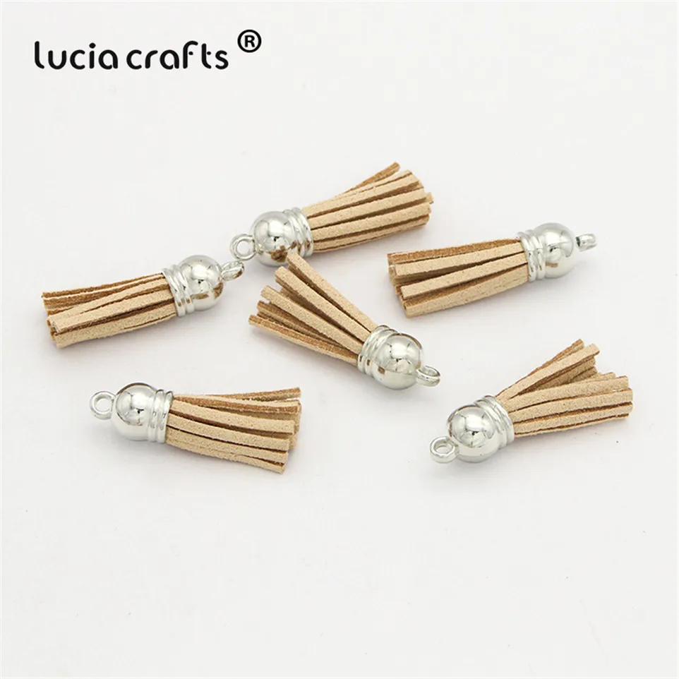 Lucia crafts 12 шт/24 шт замшевый брелок с кисточками на ремешке для мобильного телефона, ювелирные подвески, 4 см, Кожаные Кисточки с серебряными крышками I0103