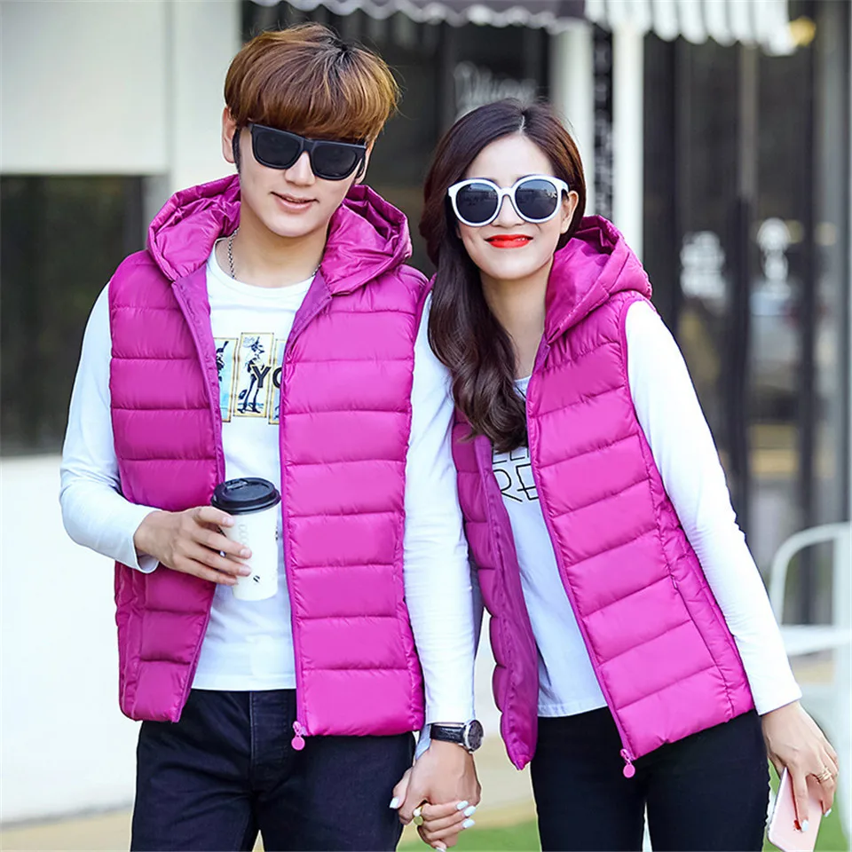 Мужские однотонные Жилеты с капюшоном зимние повседневные куртки без рукавов