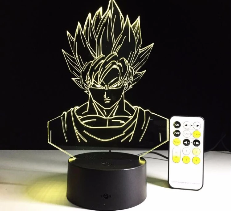 Dragon Ball Z рисунок 3D светодиодный настольный светильник вспышка Супер Саян Гоку