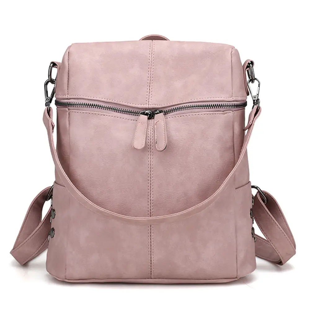 Pink Модные женские рюкзаки, высокое качество, Ретро стиль, Молодежные кожаные рюкзаки для девочек-подростков, женская школьная сумка на плечо, рюкзак, mochilas - Цвет: Pink