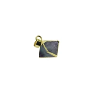 green rainbow faceted natural stone square pendant tetrahedron point fluorite crystal quartz pendant for chain necklace gial