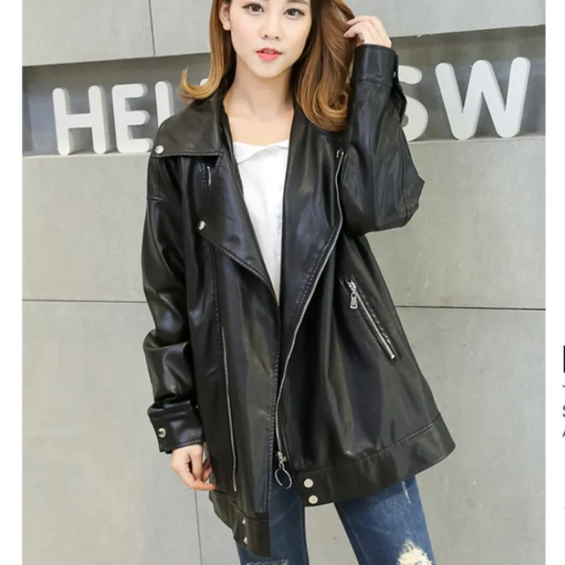 Европейские женские кожаные куртки большого размера бойфренды ретро пальто в