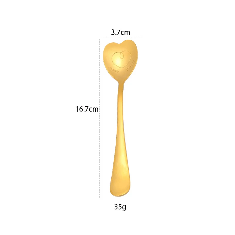 Gold Пищевая ложка для чая из нержавеющей стали, кофейная ложка для пары, цветная ложка для супа, кухонная посуда, аксессуары для кофейных чашек - Цвет: Gold