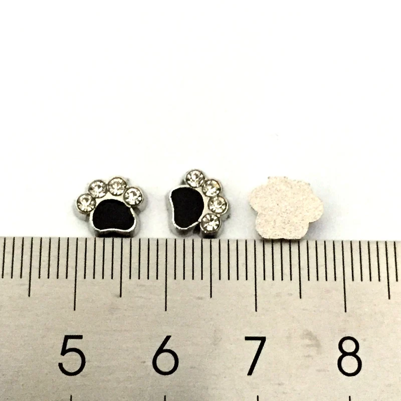 Crystal Dog Paw Footprints Floating Charms For Living Memory Glass Locket Pendants Necklace DIY Accessories 10pcs/lot | Украшения и