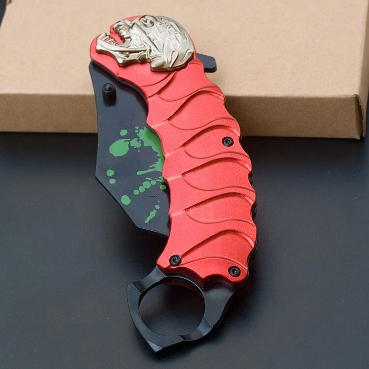 Karambit нож складной с красной ручкой EDC инструмент открытый тактический для
