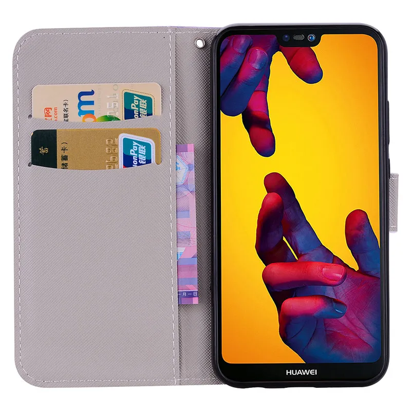 Чехол для телефона huawei P Smart Enjoy 7s кошелек с рисунком Совы кошки кожаный чехол P8 Lite