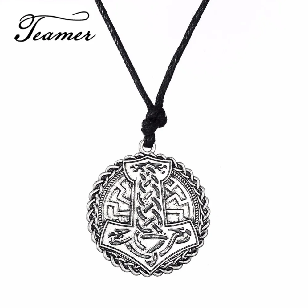 Teamer Ancient Vintage Thor's Hammer Pendant Necklace Supernatural Mjolnir Knots Amulet Wicca Jewelry Accessories For Men | Украшения и