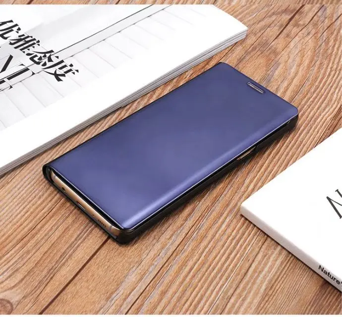 Зеркальный кожаный чехол-книжка для samsung Galaxy Note 8, S6, S7 Edge, S9, S8 Plus, прозрачный, с окошком обзора, умный чехол для iphone6, 6s, 7, 8 Plus, X