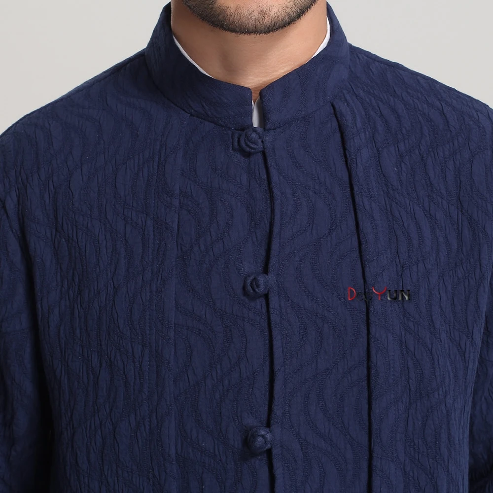 Китайские традиционные Мужские куртки из хлопка и льна с имитацией двух