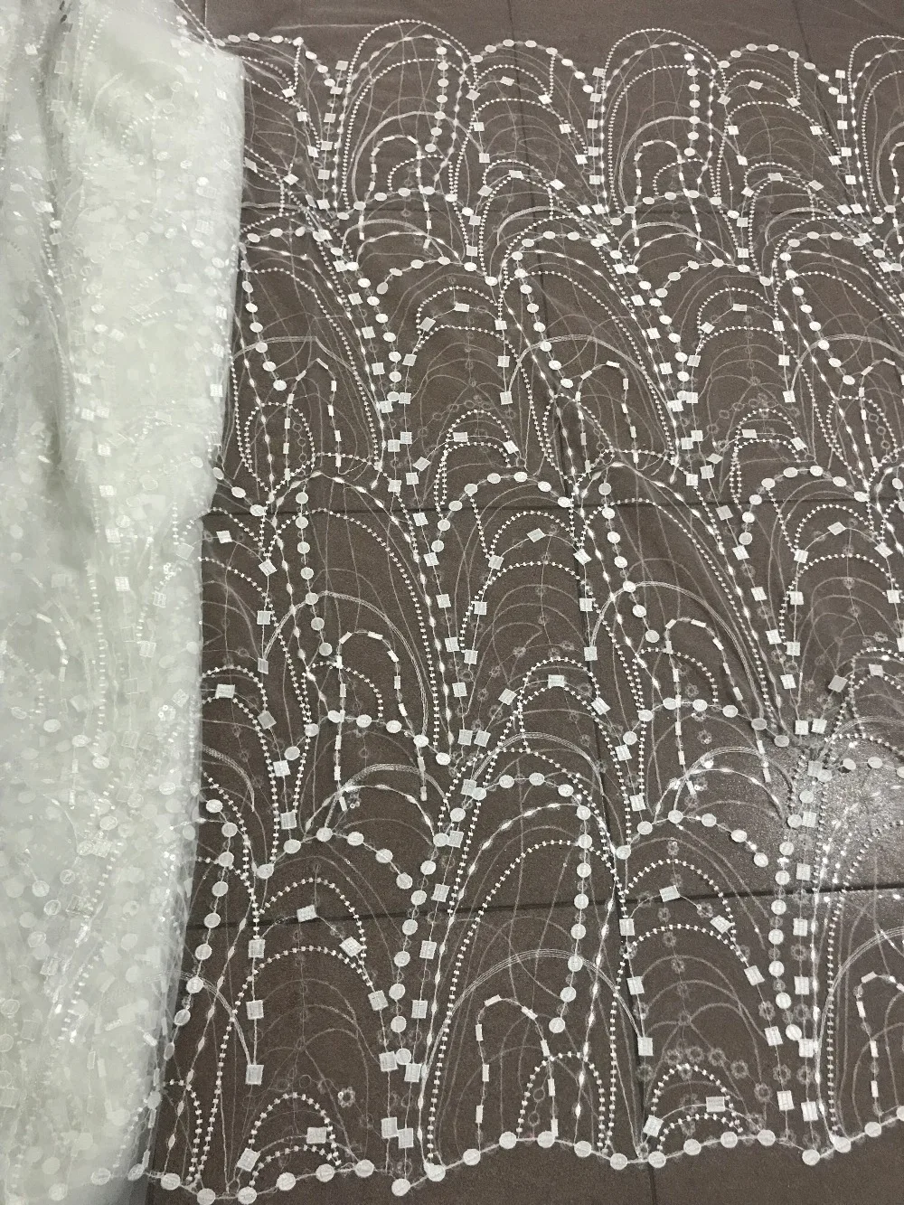 embroidery lace fabric best quality with sequins newest J-1136 tulle mesh for sawing dress | Дом и сад