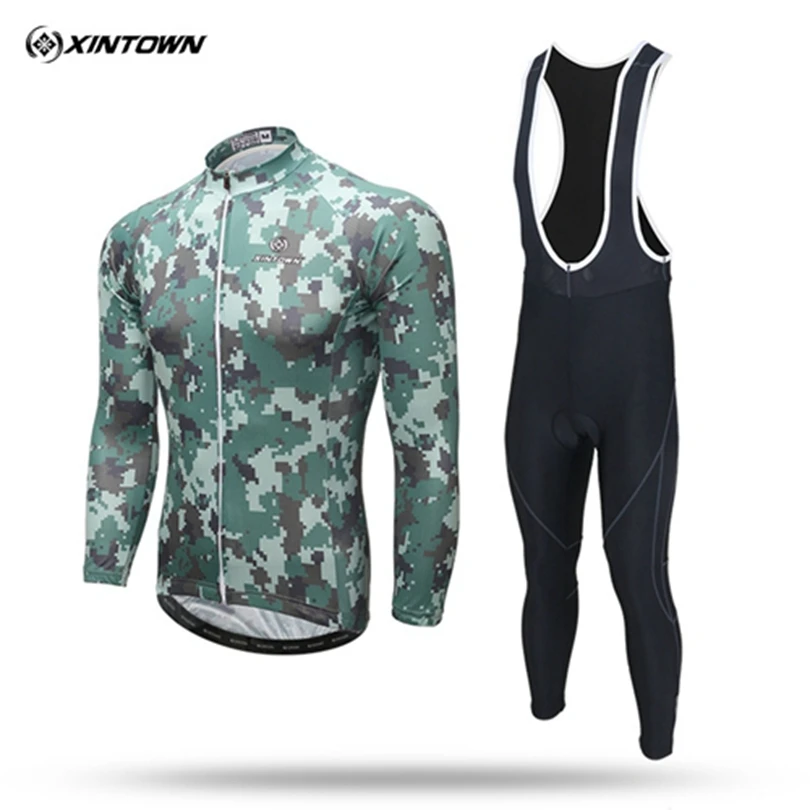 XINTOWN Camouflage Winter long-sleeved Fleece Thermal Cycling Jersey Pants Set Bike Bicycle Ropa Ciclismo Clothing Wear | Спорт и
