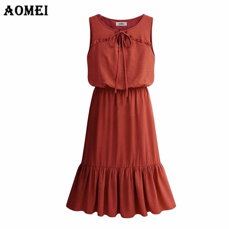 Dress Summer Girls for Women New Peplum Casual Dresses Fashion Lace Up Elastic Waist Femme Tank Elegant Robes Tunics Gowns | Женская