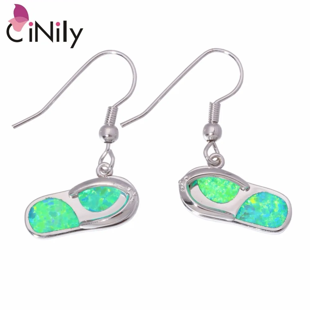 Женские серьги флопы CiNily оптовые флип с зеленым огненным опаловым покрытием 1 1/8