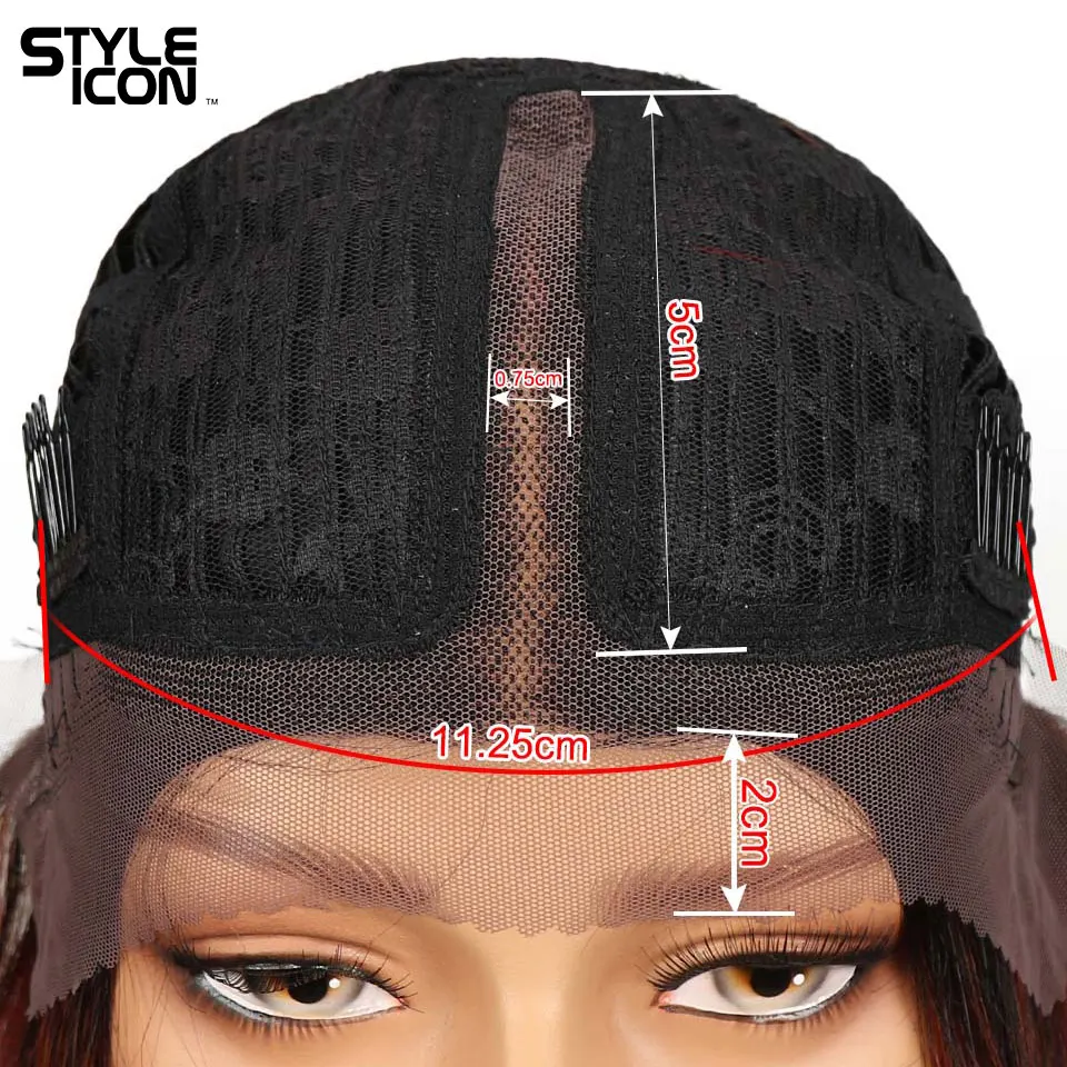 Styleicon Short Bob Straight Hair Wig Lace Front Wigs Middle Part Ombre Human 130% Density Malaysian Pink Red Remy | Шиньоны и парики