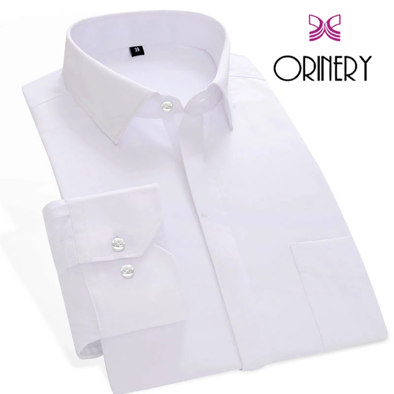 Мужская Однотонная рубашка с длинным рукавом ORINERY брендовая одежда для свадьбы
