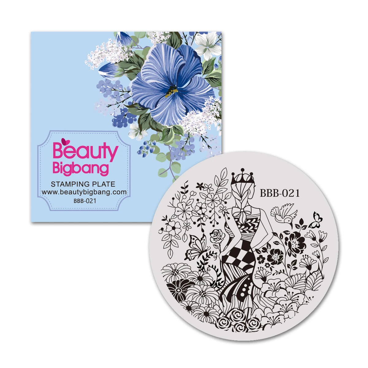 021 BeautyBigBang штамповочная пластина круглый дизайн ногтей цветочный узор бабочка штамповочная пластина для лака для ногтей шаблон плесень BBB 017 - Цвет: 021