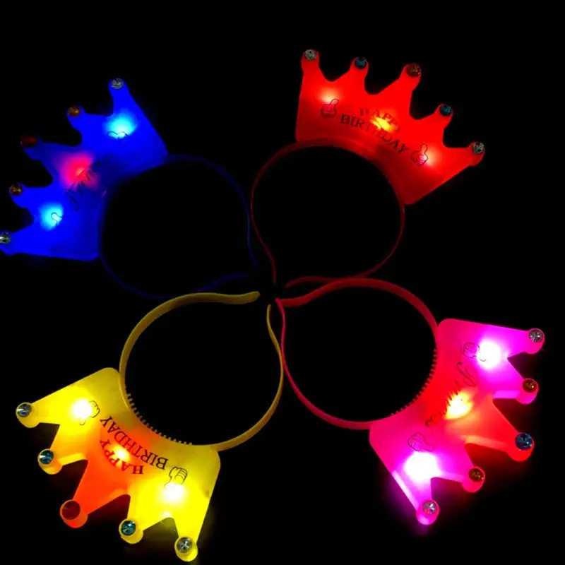 Birthday LED Hair Hoop Flashing Glow Headband Crown Heart Light Up Hairbands Accessories Party Supplies Suitable Every | Детская одежда