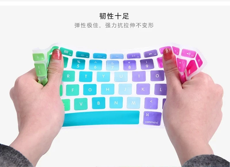 Цветной силиконовый чехол для клавиатуры с английской надписью Rainbow США macbook air 12