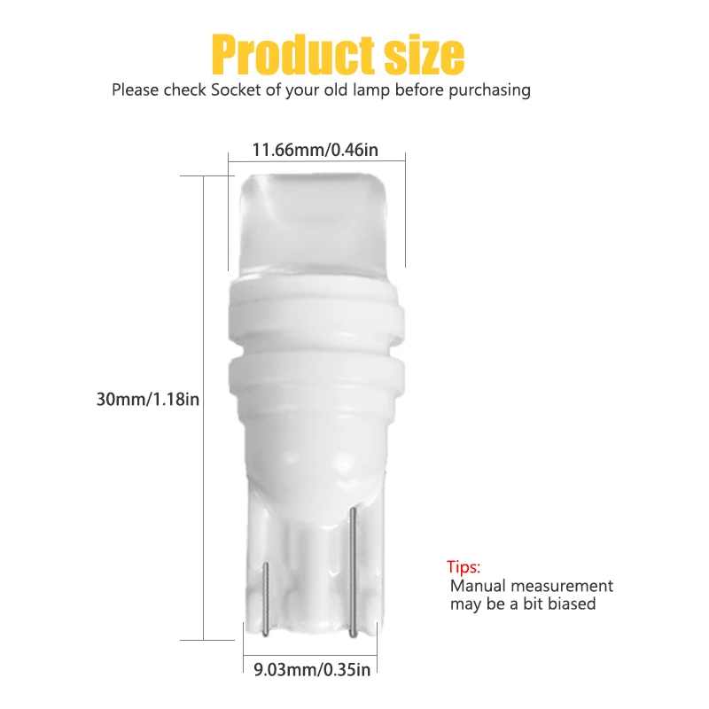 10pcs 1.5W t10 led Bulb Car DRL 3030 SMD 168 194 COB Trunk Turn Signal Clearance Lights Reading Interior Lamp Panel lamp 12V | Автомобили