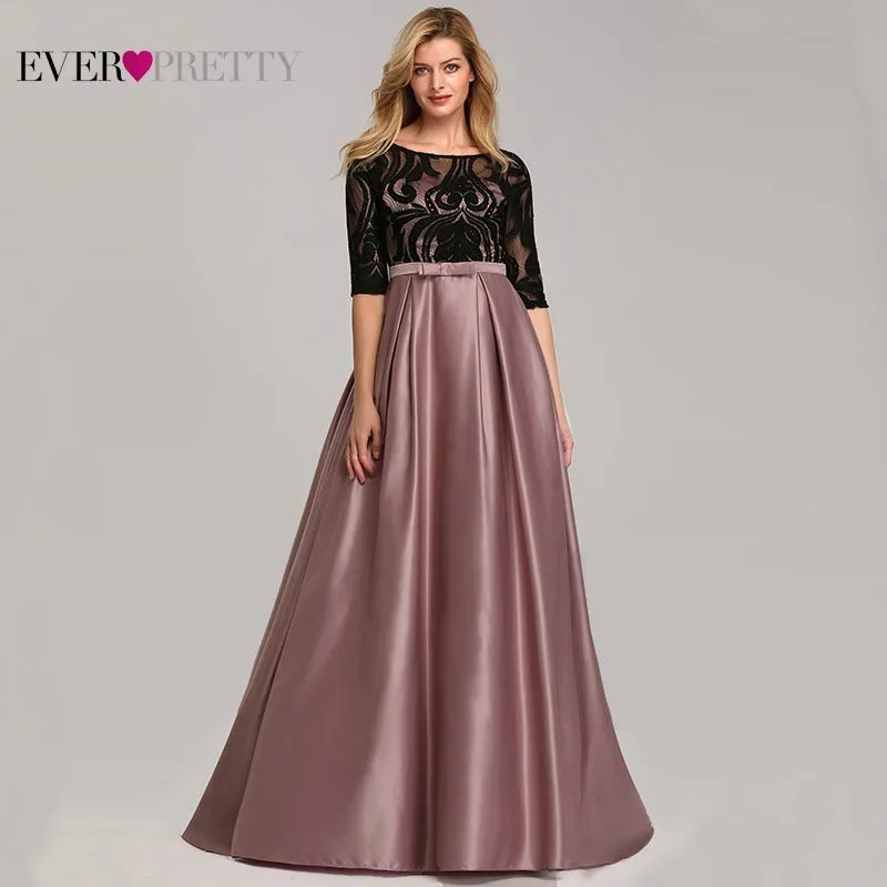 

Contrast Color Evening Dresses Ever Pretty EP07866 2020 A-Line O-Neck Empire Lace Bow Elegant Sexy Party Gowns Robe De Soiree