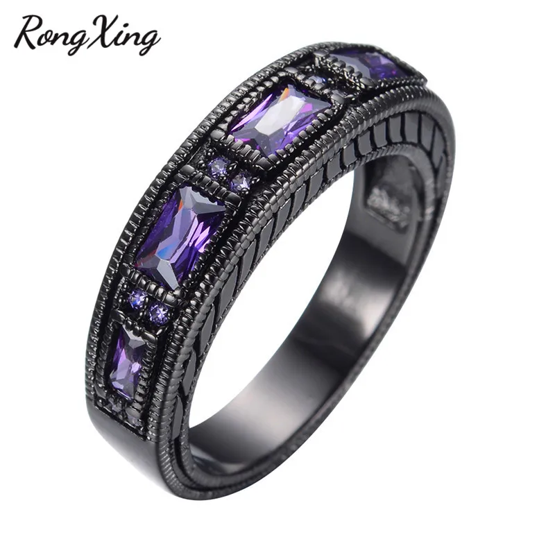 Женское кольцо RongXing с фиолетовым кубическим цирконием элегантное Ювелирное